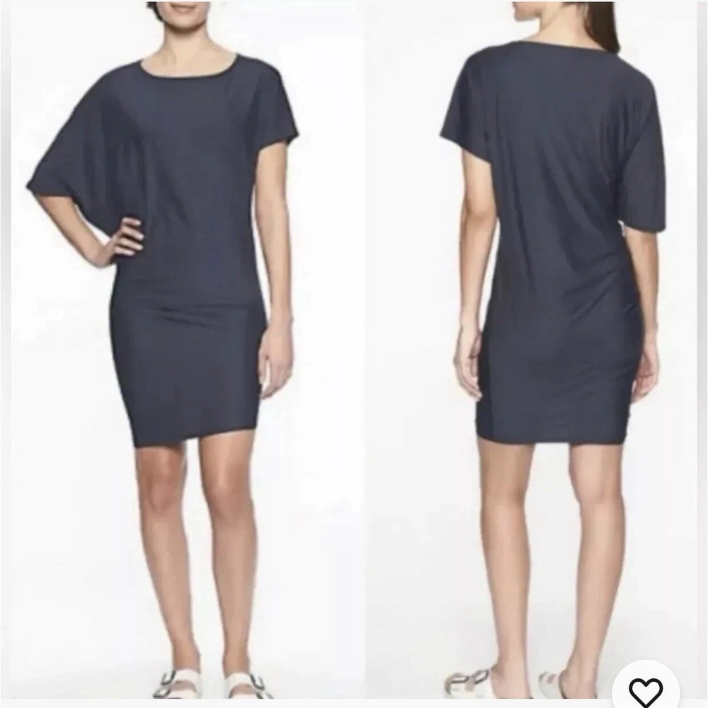 Athleta Sunlover Hilo Dress Women's XL Black Asymmetrical UPF 50 Short Sleeve - Picture 9 of 11